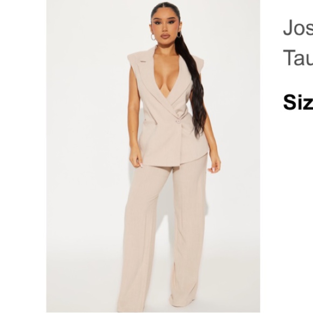 Josie Vest Pant Set - Taupe